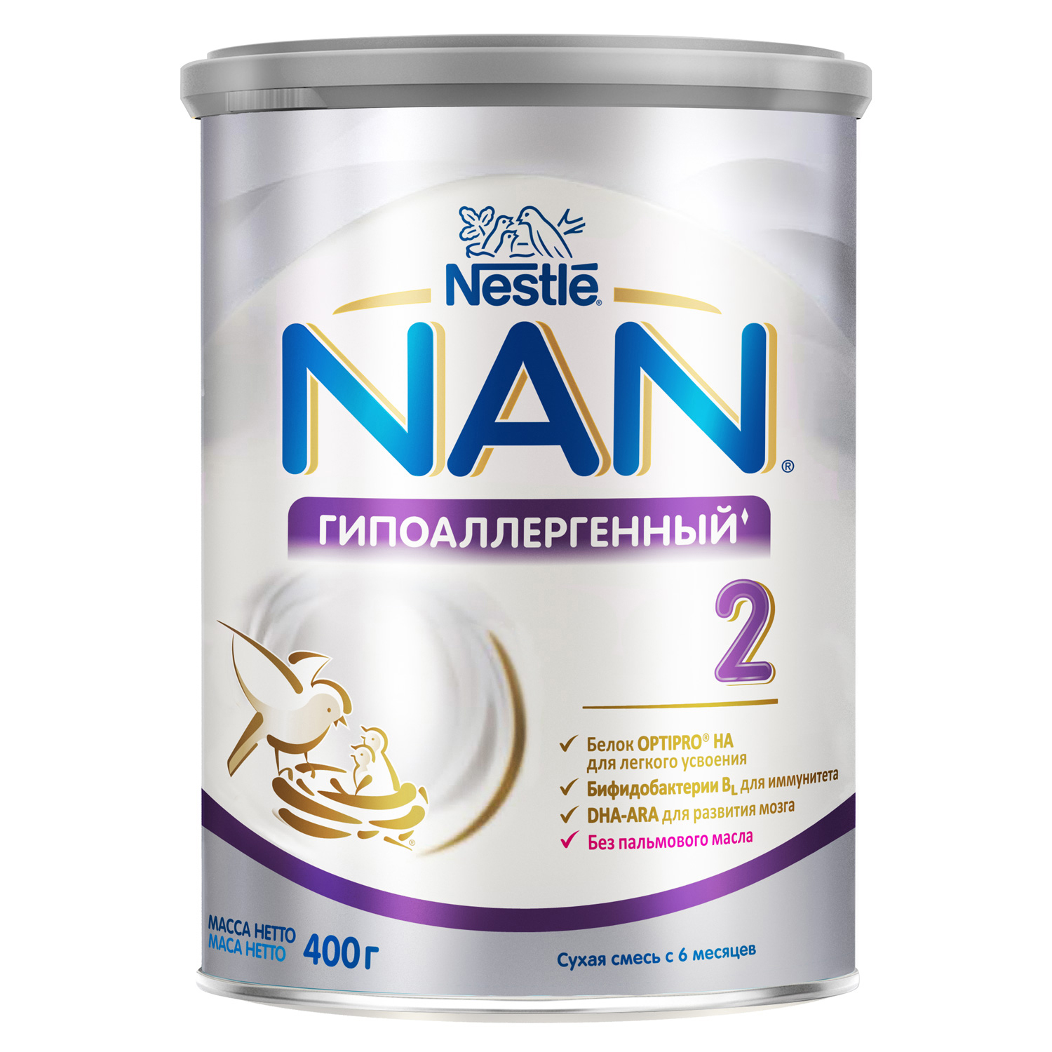 

Нестле смесь НАН Н.А. 2 Оптипро сухая гипоаллергенная с 6мес. 400г