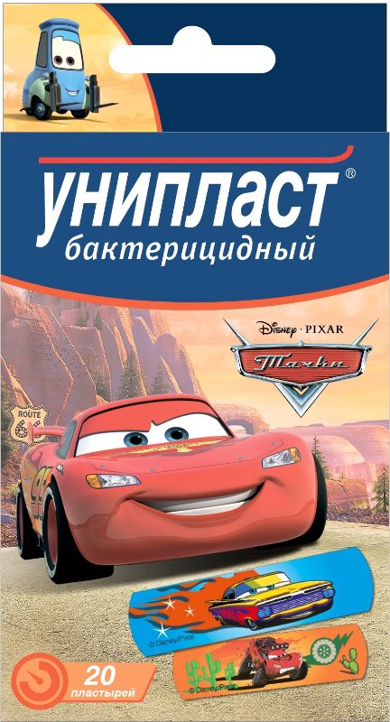 

Унипласт лейкопластырь Тачки бактерицидный детский №20