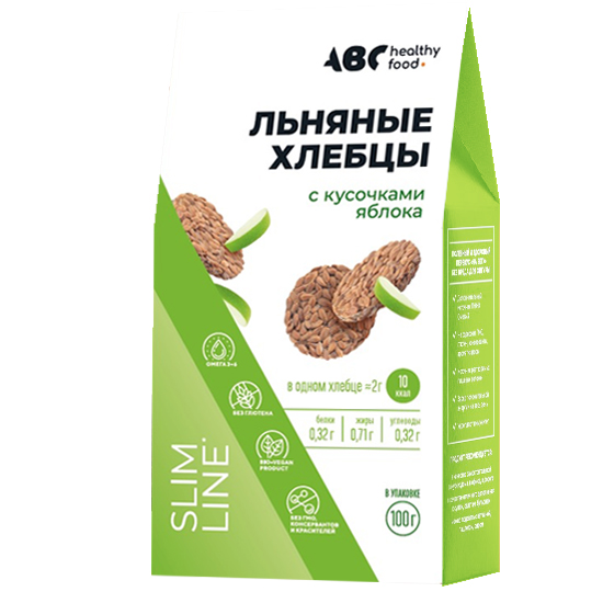 

АВС хэлси фуд хлебцы льняные с кусочками яблока 100г