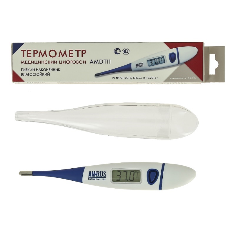 Ригла термометр медицинский цифровой с гибким наконечником влагостойкий AMDT-11 №1 от Budzdorov