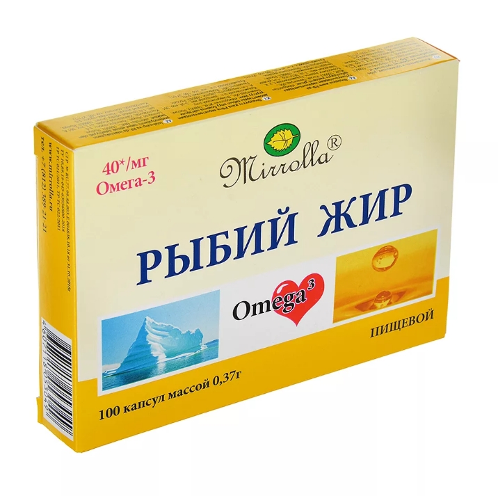 

Рыбий жир миролла пищевой капс. 0,37г №100